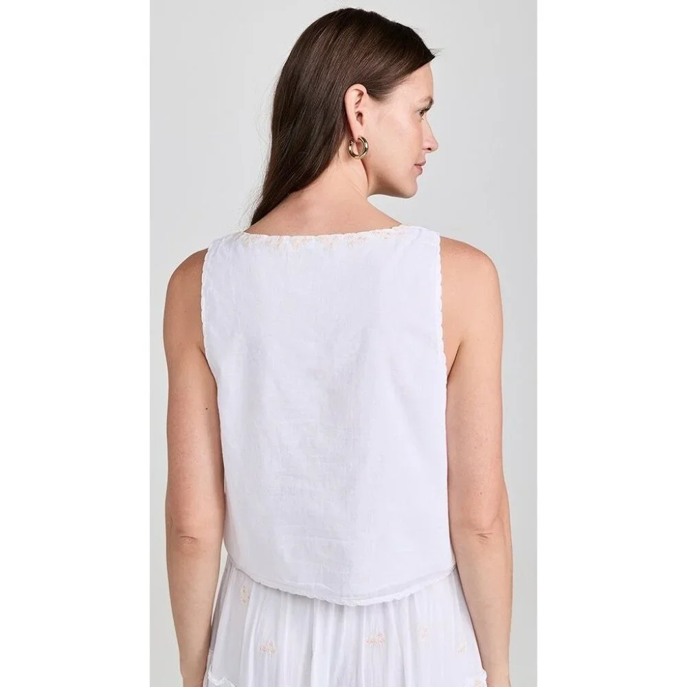 NWT Ciao Lucia Francie White Voile Hook & Eye Cotton Top Women's Small S - Picture 3 of 8